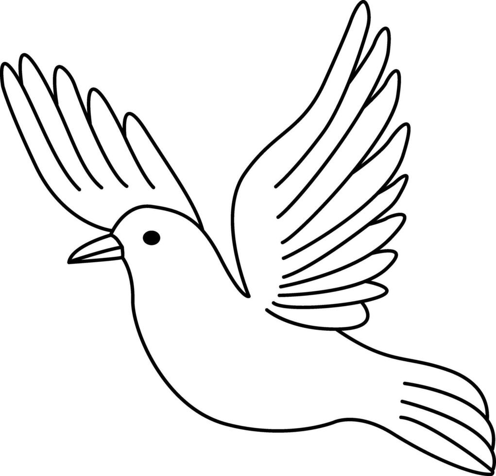 Dove for coloring book. Illustration of a flying bluebird vector