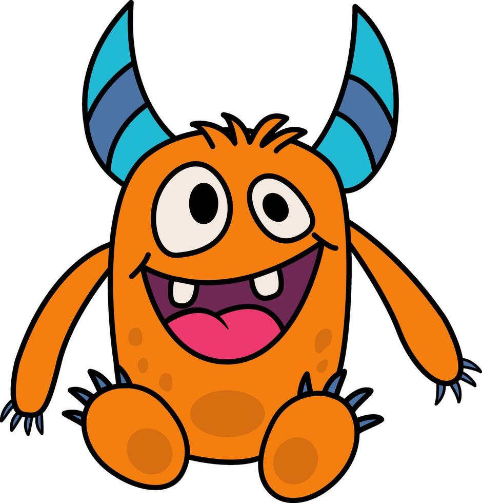 Cheerful Cartoon Monster. Illustration of a Funny Monster on a White Background vector