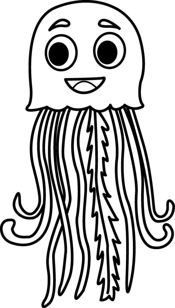 Funny jellyfish for kid's coloring book. Sea jellyfish illustration isolated on white background vector