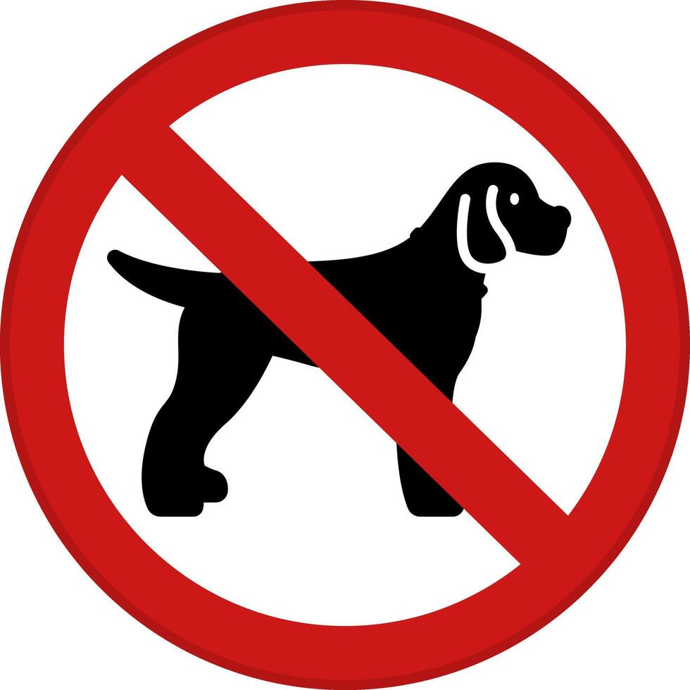 Red Sign Dog Walking Is Prohibited. Prohibitory Road Sign. vector