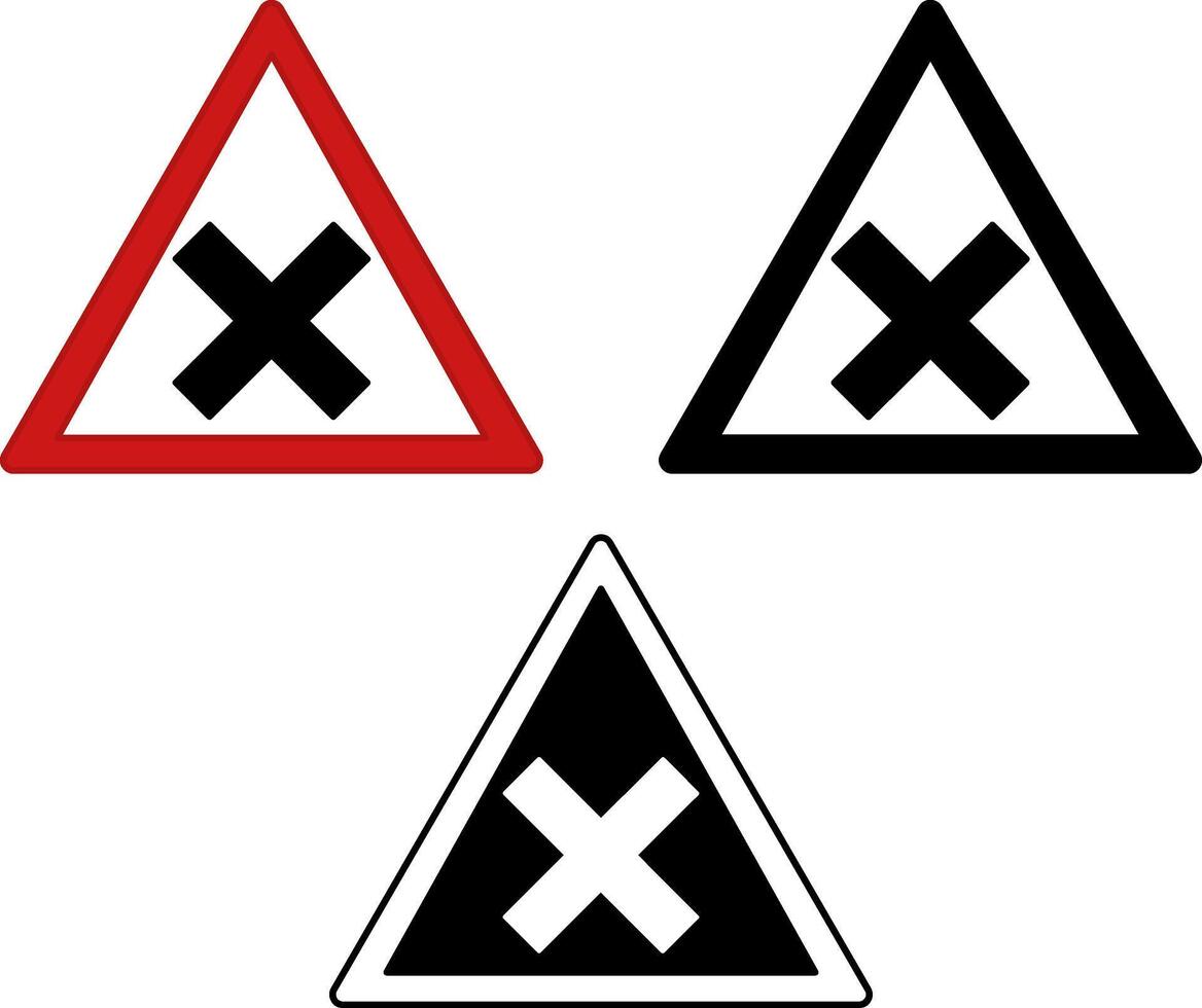 Signs Crossroad Warning. Warning Road Signs. vector