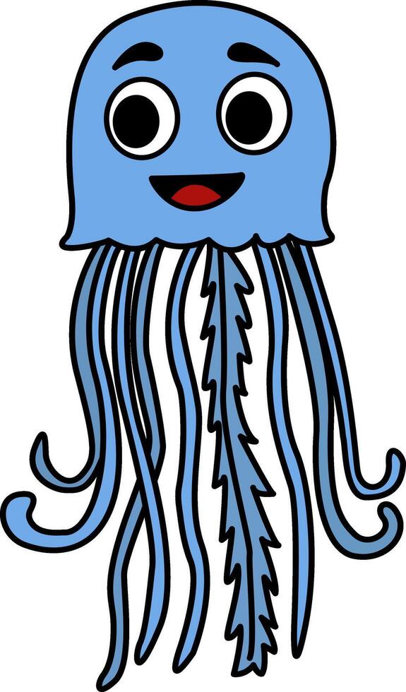 Cartoon funny jellyfish. Sea jellyfish illustration isolated on white background vector