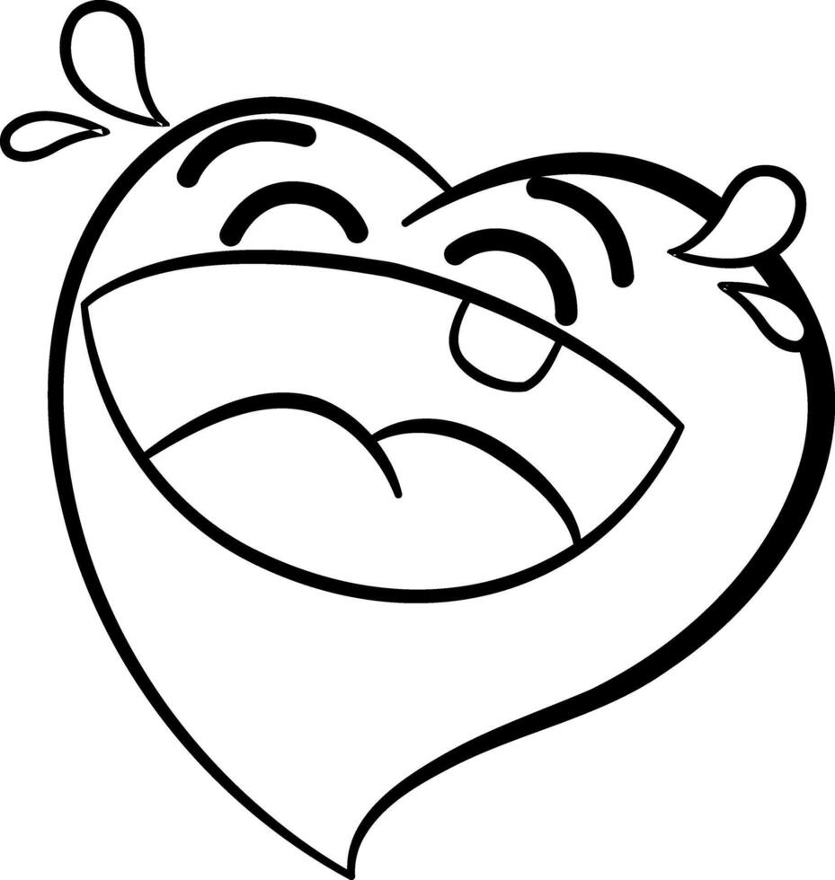 Laughing Cartoon Heart for Coloring Page. Emotions Faces. Illustration for Valentines Day vector