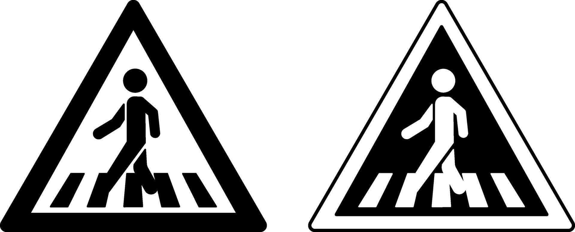 Signs Pedestrian Crossing. Warning Road Sign. Man Crossing Zebra. vector