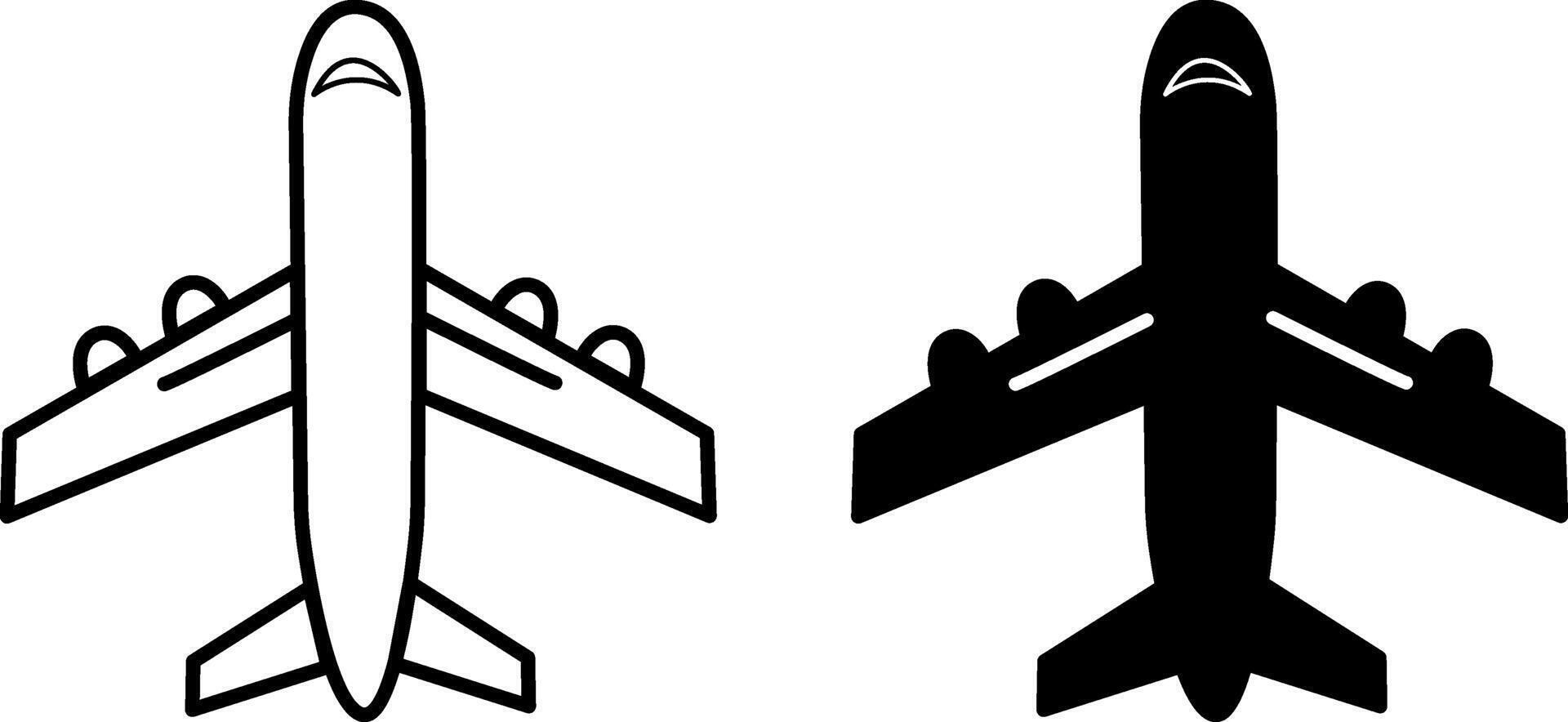 Black and White Airplane Icons. Airplane Illustration on a White Background. Air travel and transport vector