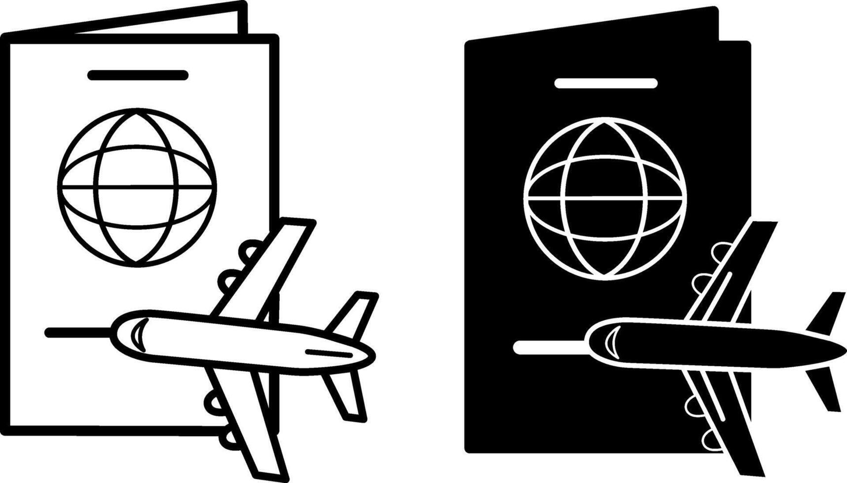 Passport and Flying Airplane icons. Illustration Tourism and Recreation. International Travel Identity Document vector