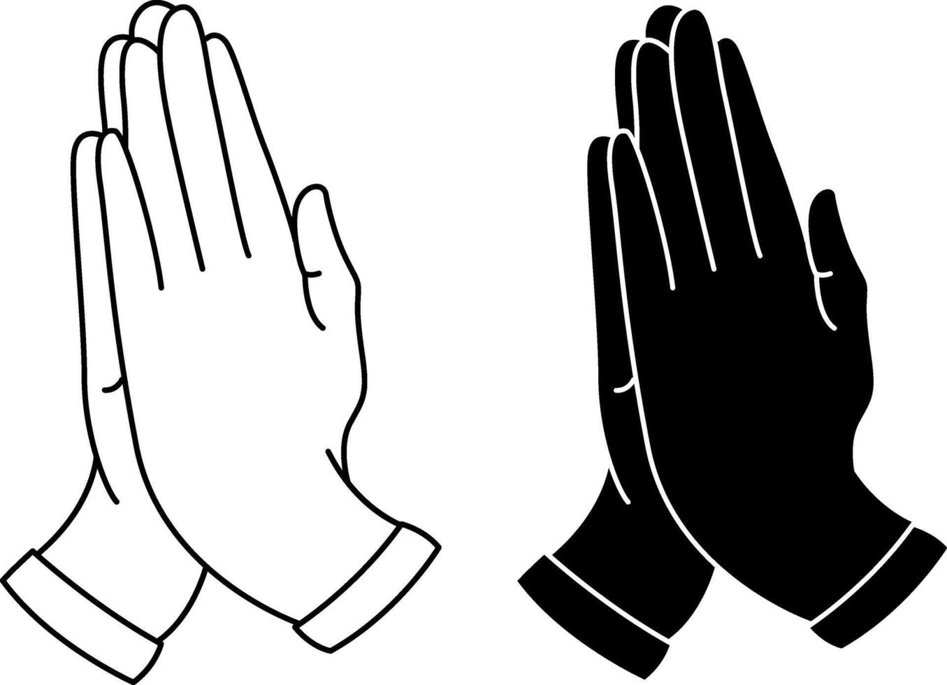 Icons of Hands Folded In Prayer. Hand Gesture. Concept of Trust and Love for Christianity. Welcome Gesture. illustration vector