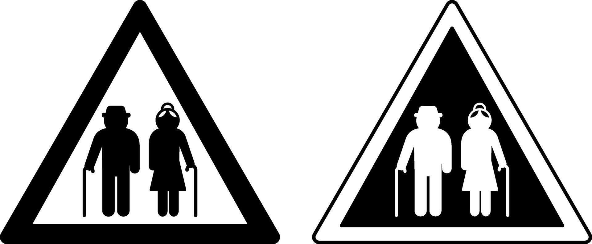 Signs Elderly People. Warning Road Sign. vector
