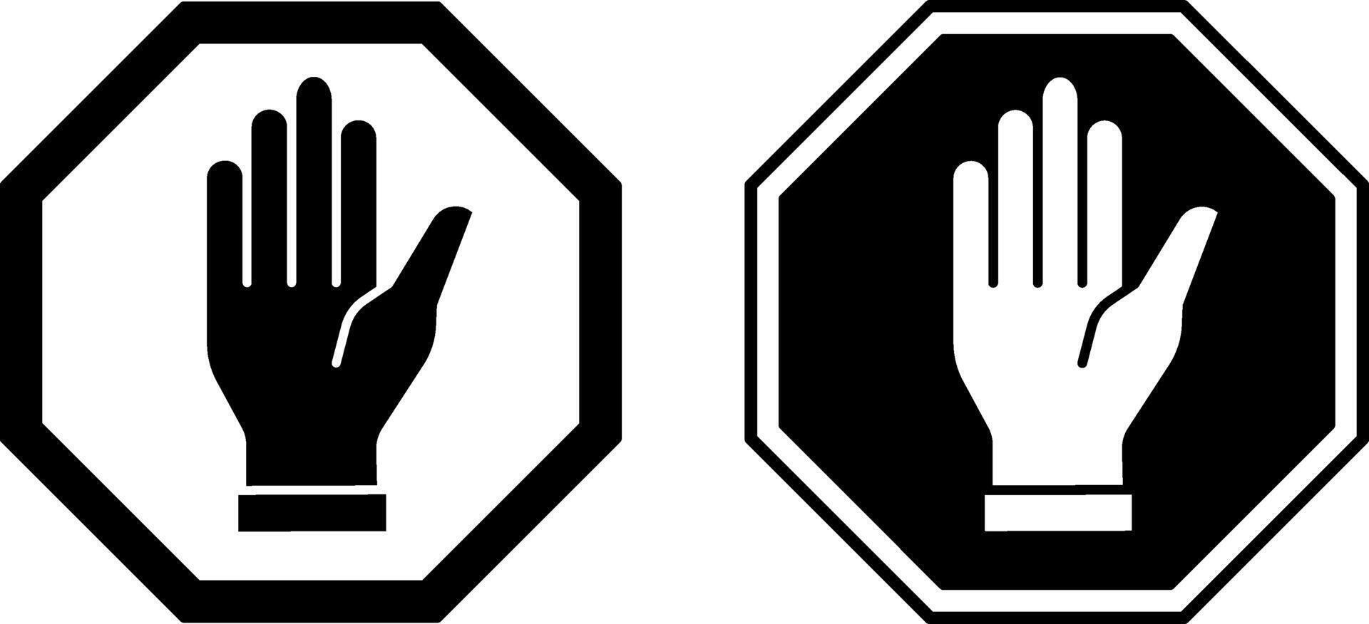 Stop Signs. Prohibitory Road Sign. Human Hand Raised Up vector
