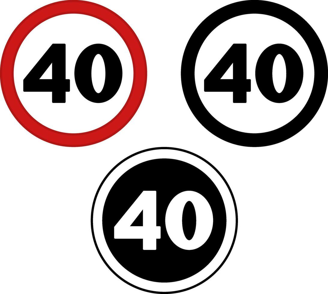 Limit 40. Warning Road Signs vector