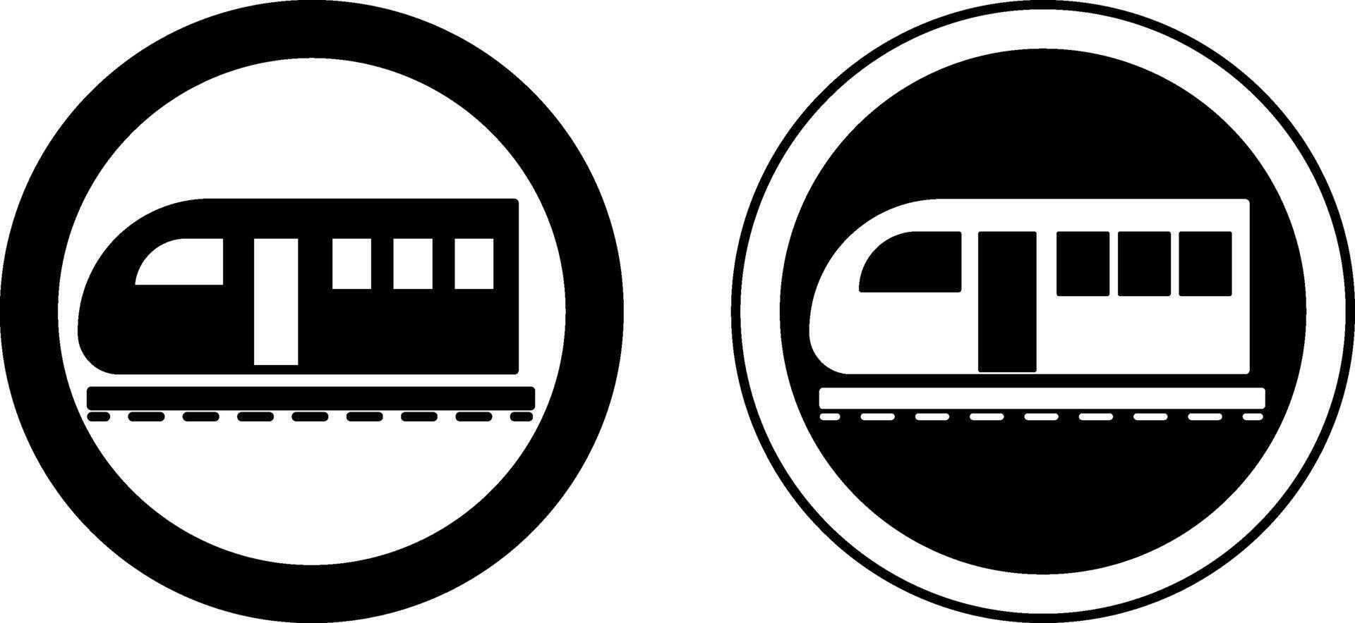 Railway Crossing Without Barrier Signs. Black and White Icons. Train on Rails. Road Sign vector