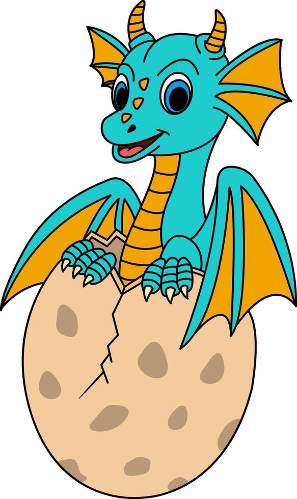 Cartoon Baby Dragon. Illustration Mythical Funny Dragon vector