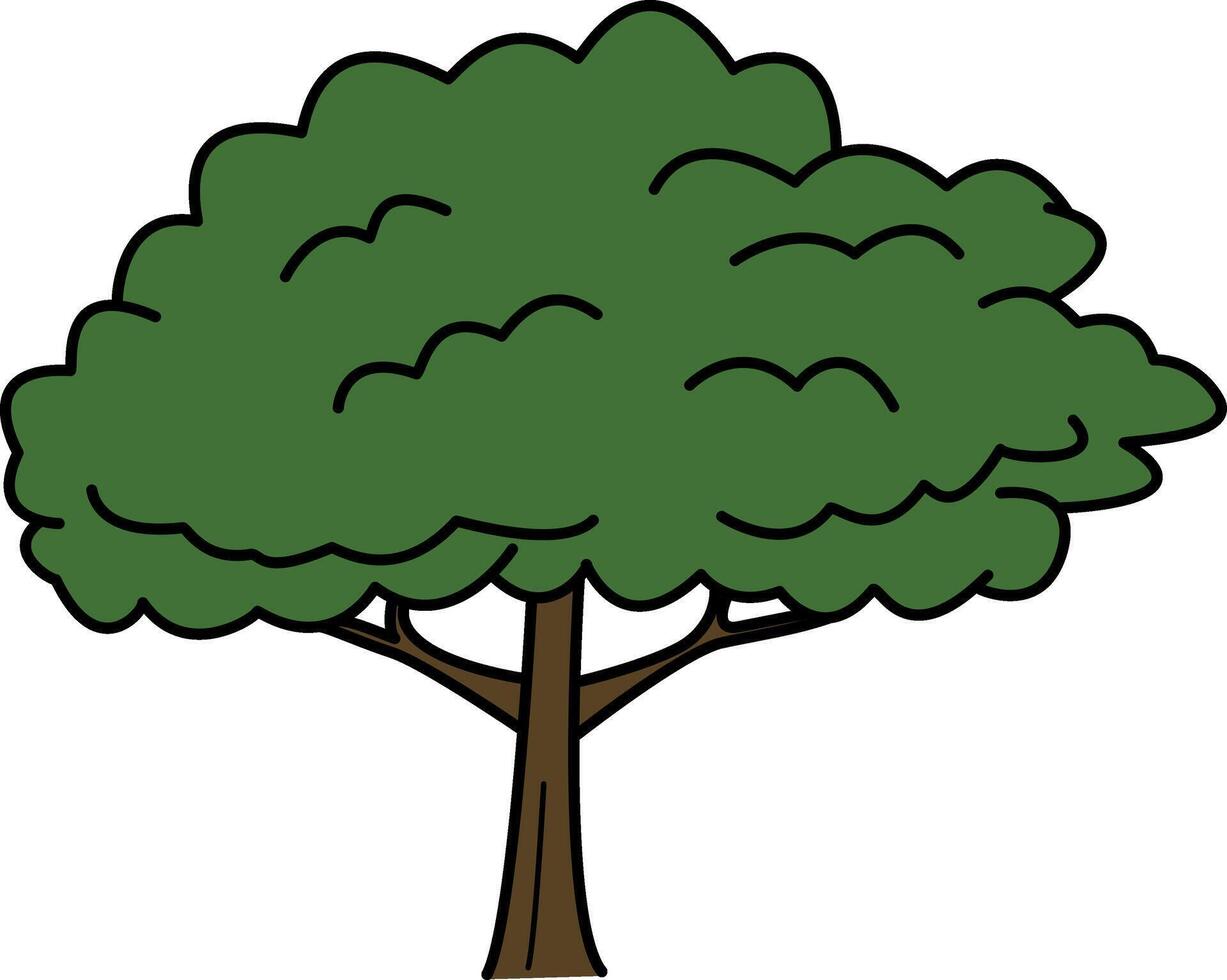 Cartoon green tree. Lush tree illustration isolated on white background vector