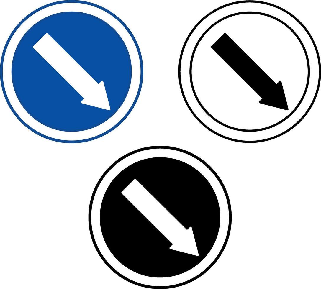 Keep Right Signs. Blue Road Signs. vector