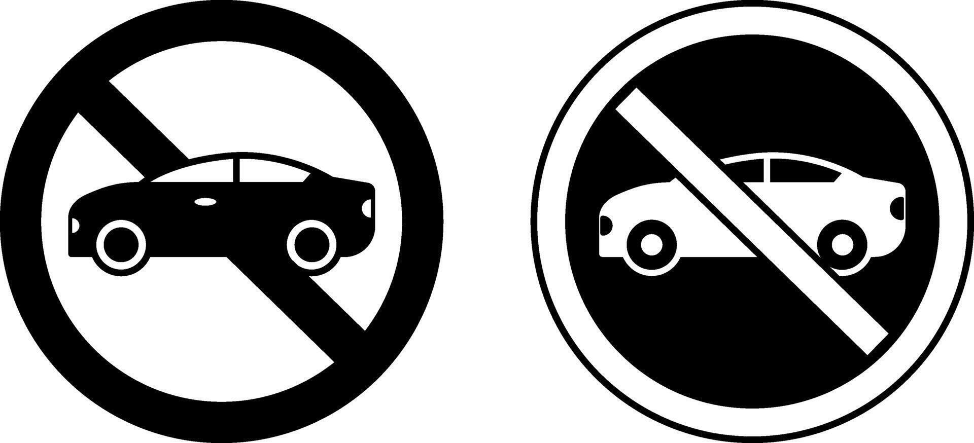 No Car or No Parking Signs. Prohibitory Round Road Signs. Vehicle Ban. vector