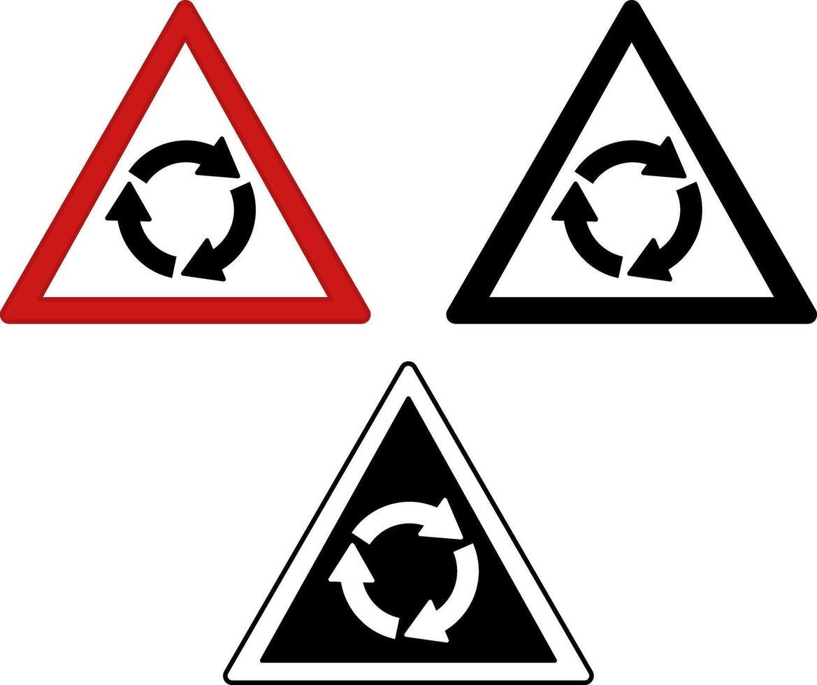 Signs Roundabout Ahead. Warning Road Signs vector