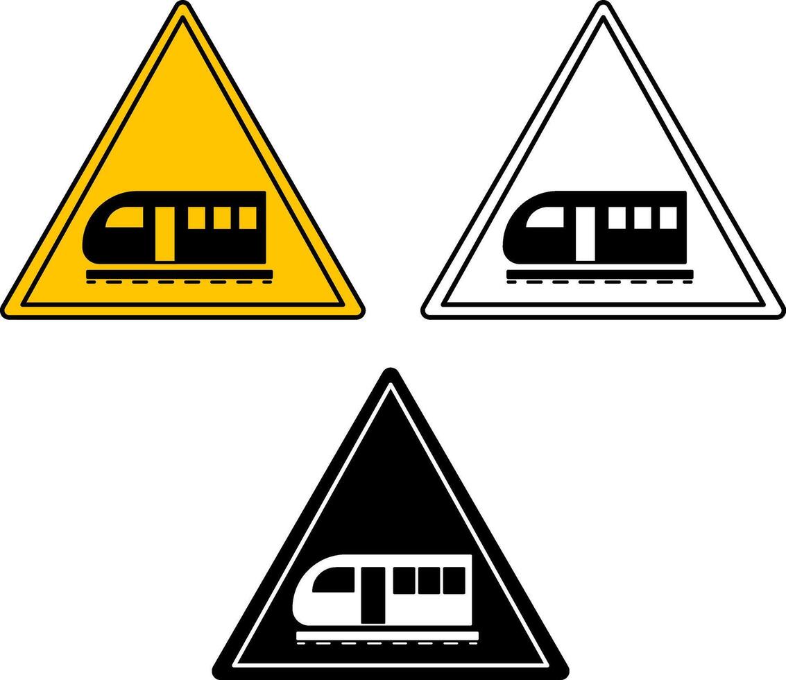 Signs Train. Warning Road Signs. Railway Station. vector