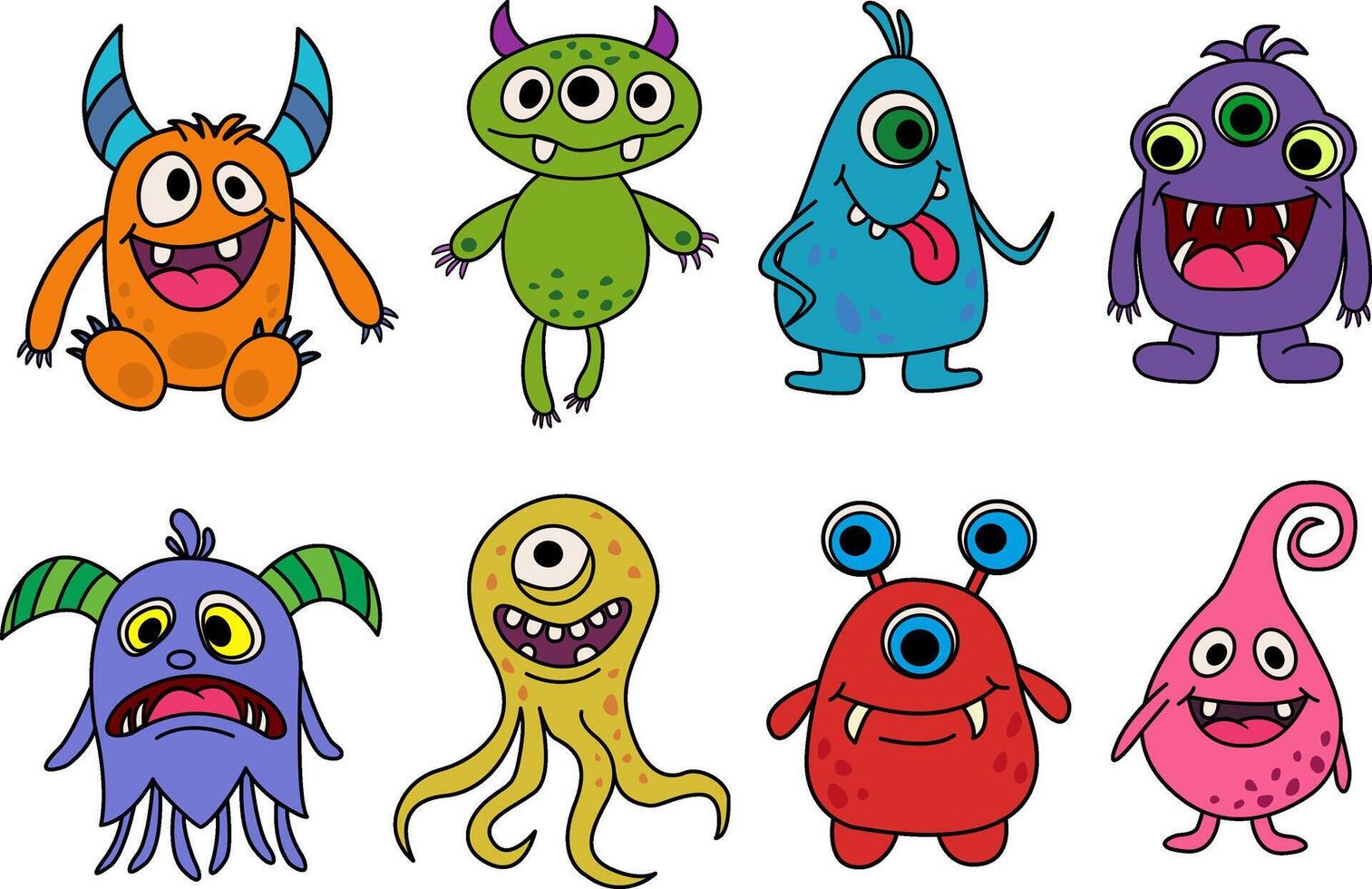 Cartoon Monsters Set vector