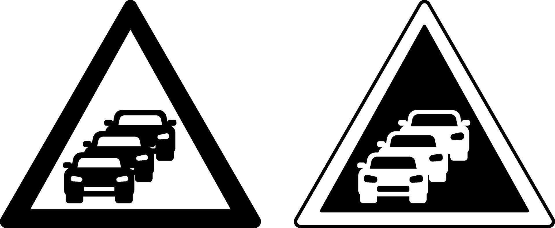 Signs Traffic Jam. Prohibitory Road Signs. Accumulation of Cars on the Road. vector