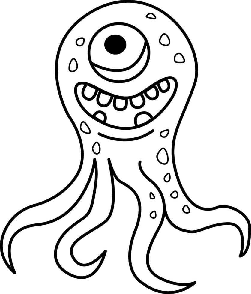 Cartoon Monster for Coloring Page. Illustration of a Funny Monster on a White Background vector