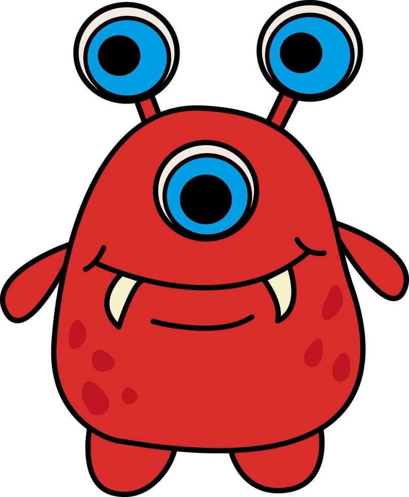 Red Cute Cartoon Monster. Illustration of a Funny Monster on a White Background vector