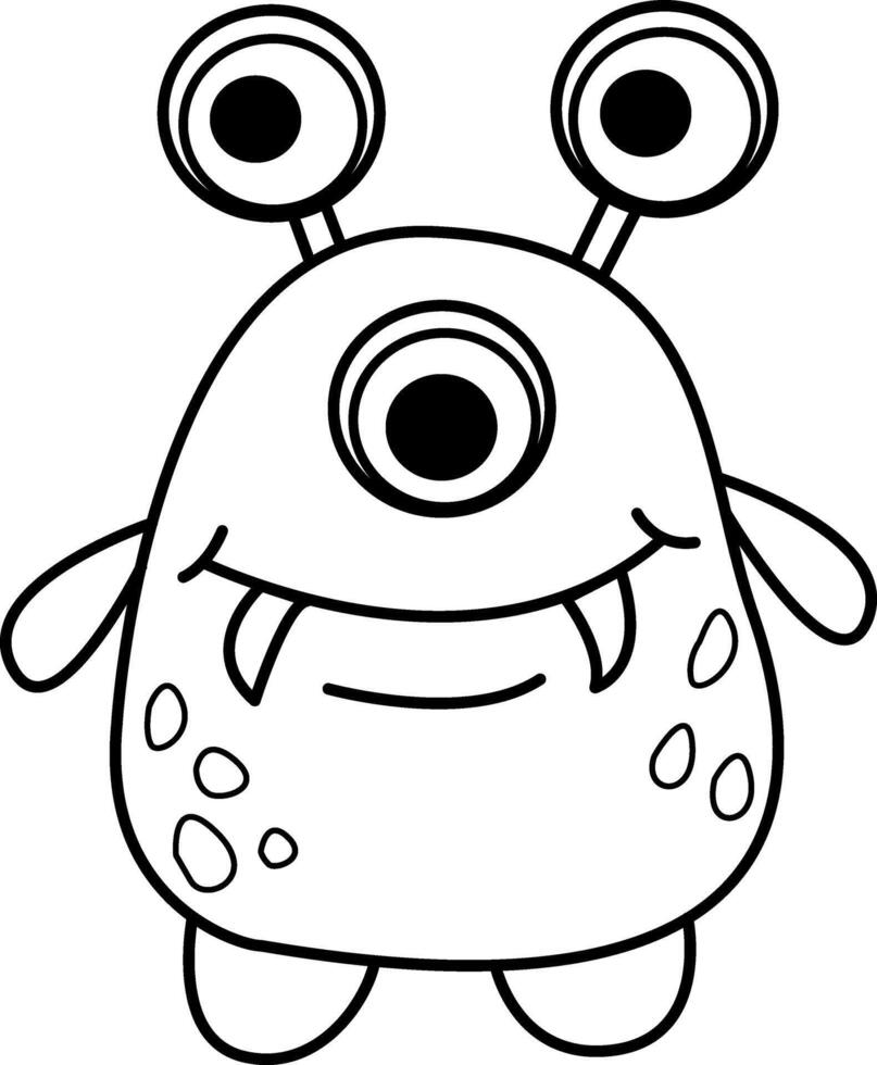 Cartoon Monster for Coloring Page. Illustration of a Funny Monster on a White Background vector