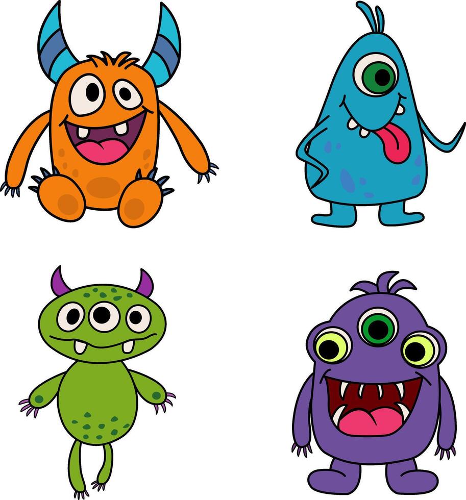 Cute Monsters Set vector