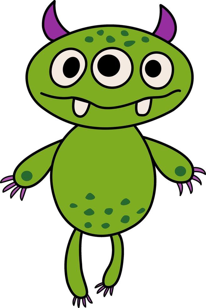 Green Cartoon Monster. Illustration of a Funny Monster on a White Background vector