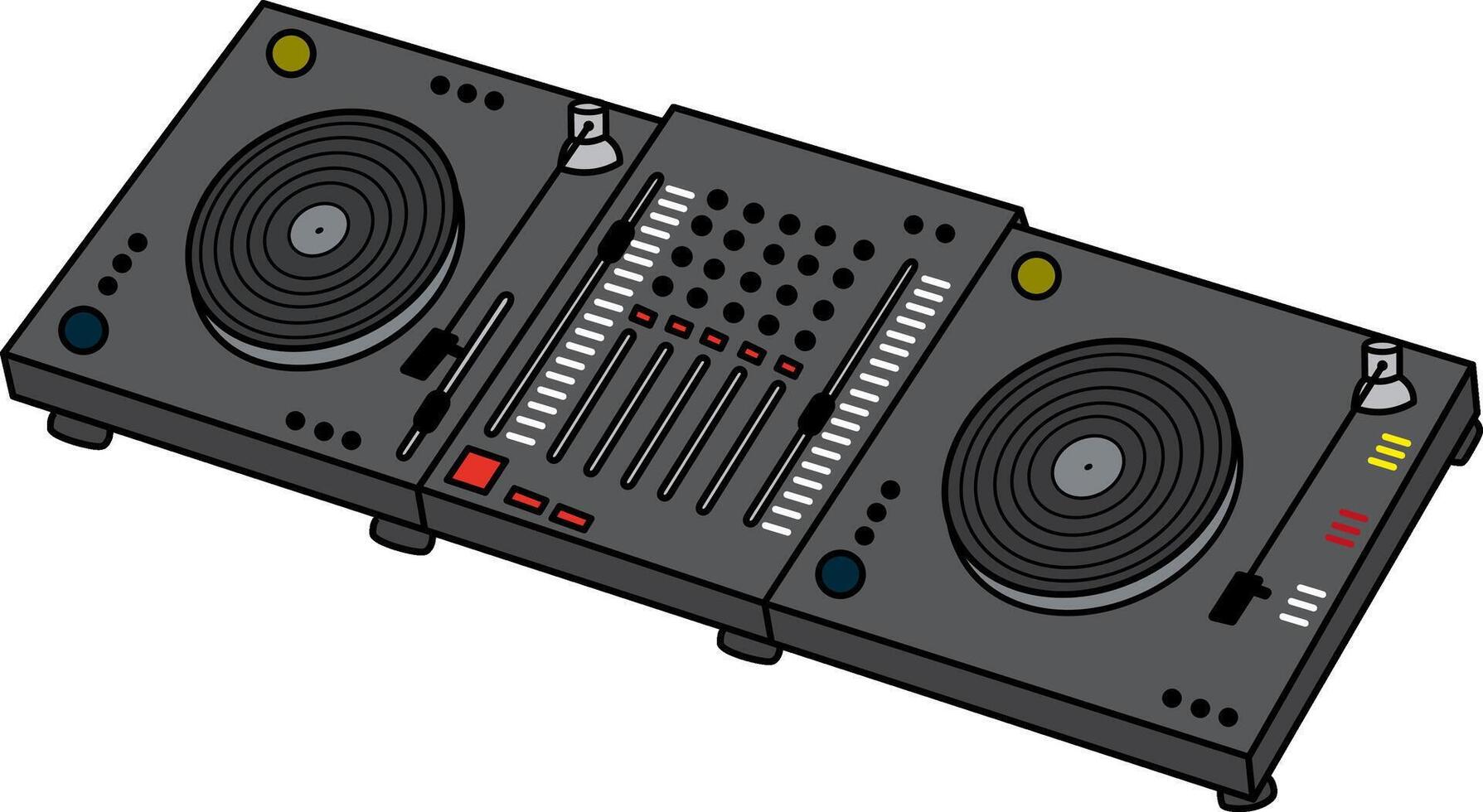 DJ Mixer. Illustration of Musical Computer Equipment. Nightlife Theme vector
