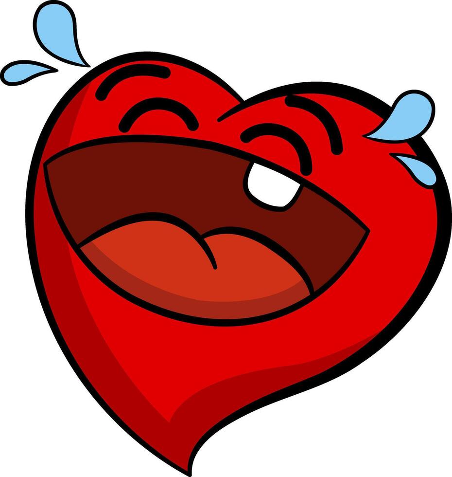 Cartoon Red Heart. Emotions Faces. Illustration for Valentines Day vector