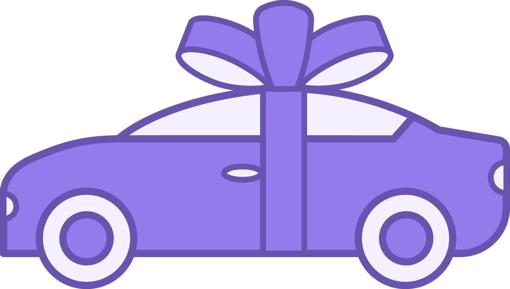 Colored New Car Icon. Buying a New Vehicle. Car in Gift Wrap. Holiday and Shopping Concept vector