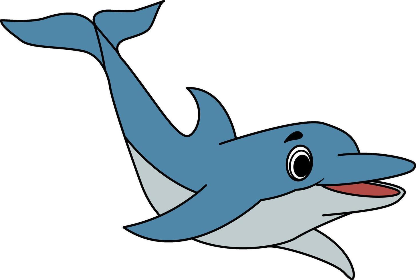 Cute friendly dolphin. Dolphin sea animal illustration isolated on white background vector