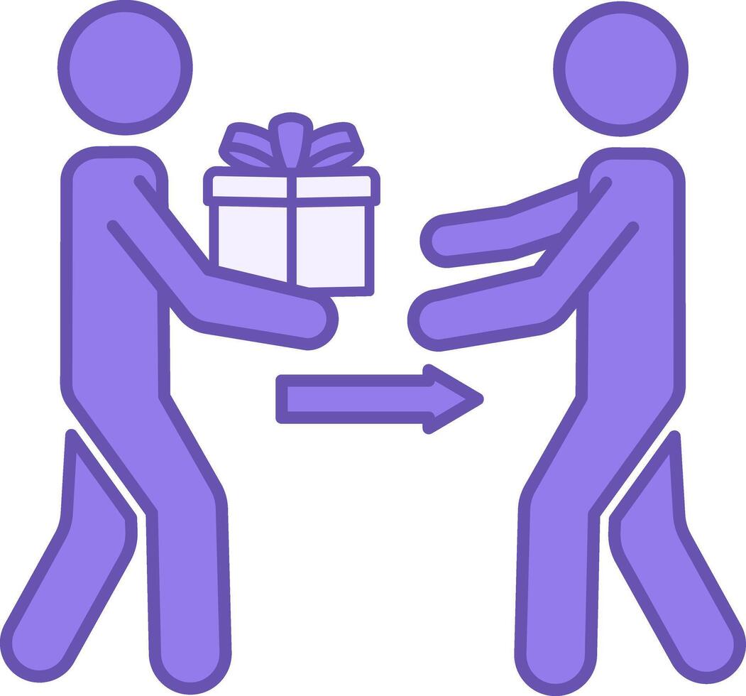 Offer Color Icon. Man Giving Gift to Another Person. Holiday and Business Concept vector