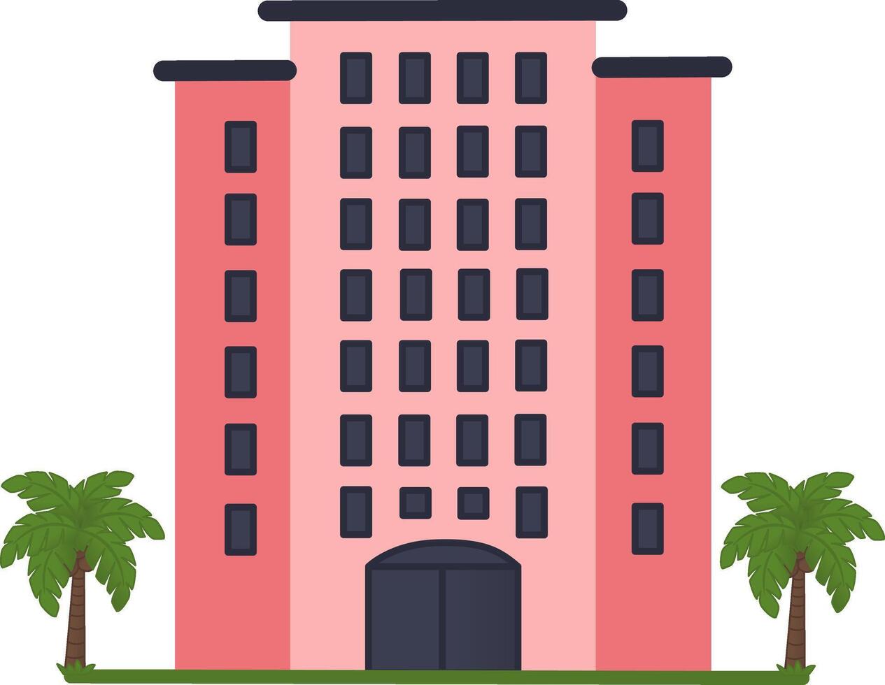 Hotel for Tourists. Illustration of Hotel Building for Accommodation with Palm Trees vector