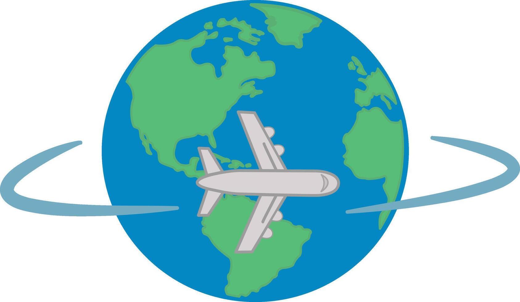 Airplane Travel Around the Earth. Illustration Travel to different countries. Travel Time logo. Leisure and Tourism vector