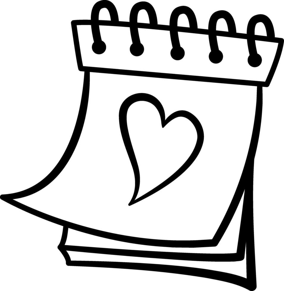 Wall Calendar for Valentines Day for Coloring. Love concept. Illustration of Tear-Off Calendar vector