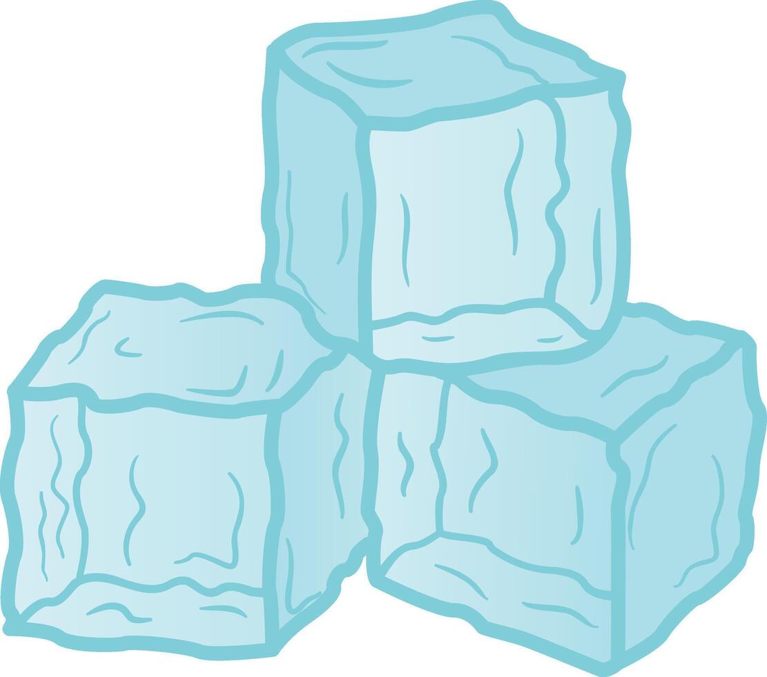 Pieces of Ice for Making Refreshing Drinks. Illustration of Ice for Summer Cocktails in Cartoon Style vector