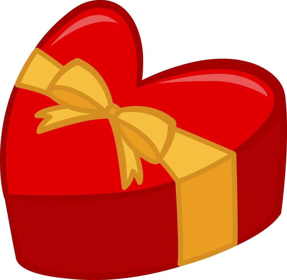 Gift Red Box in the Shape of a Heart. Lovely Gift for Valentines Day. Illustration vector