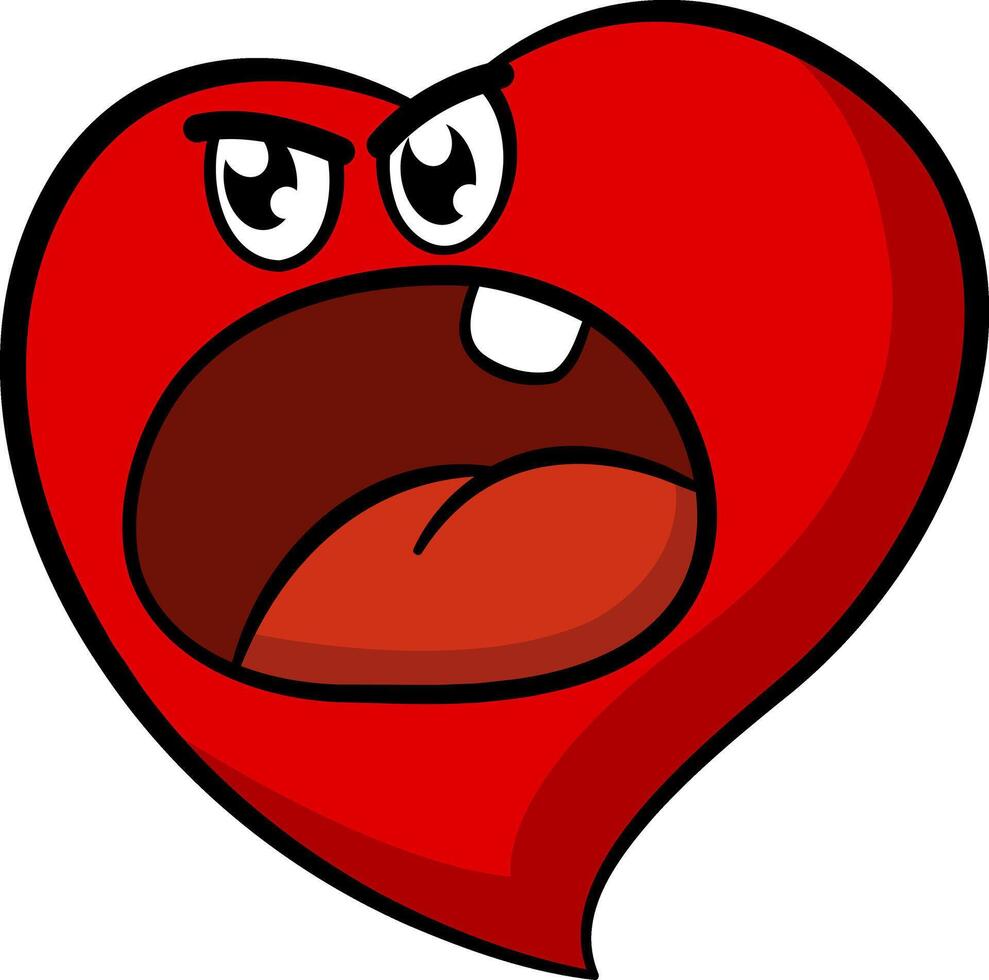 Angry Cartoon Heart. Conversation in elevated tones. Face Emotion. Illustration of Funny Character vector