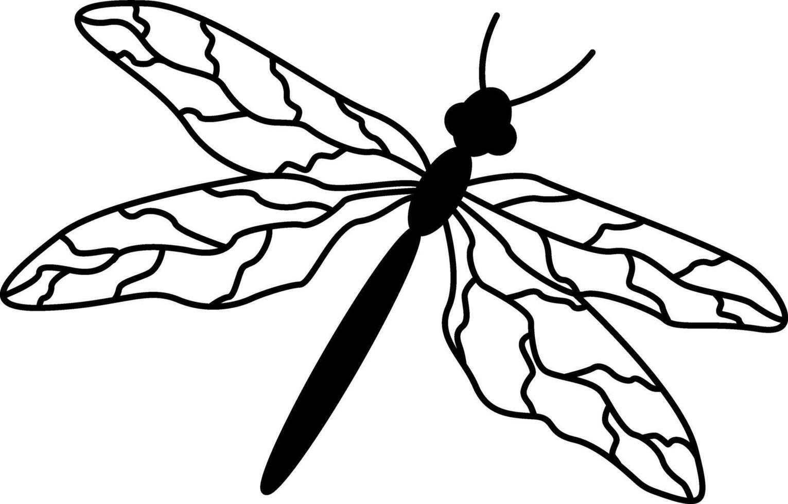 Flying dragonfly for coloring book. Dragonfly illustration isolated on white background vector