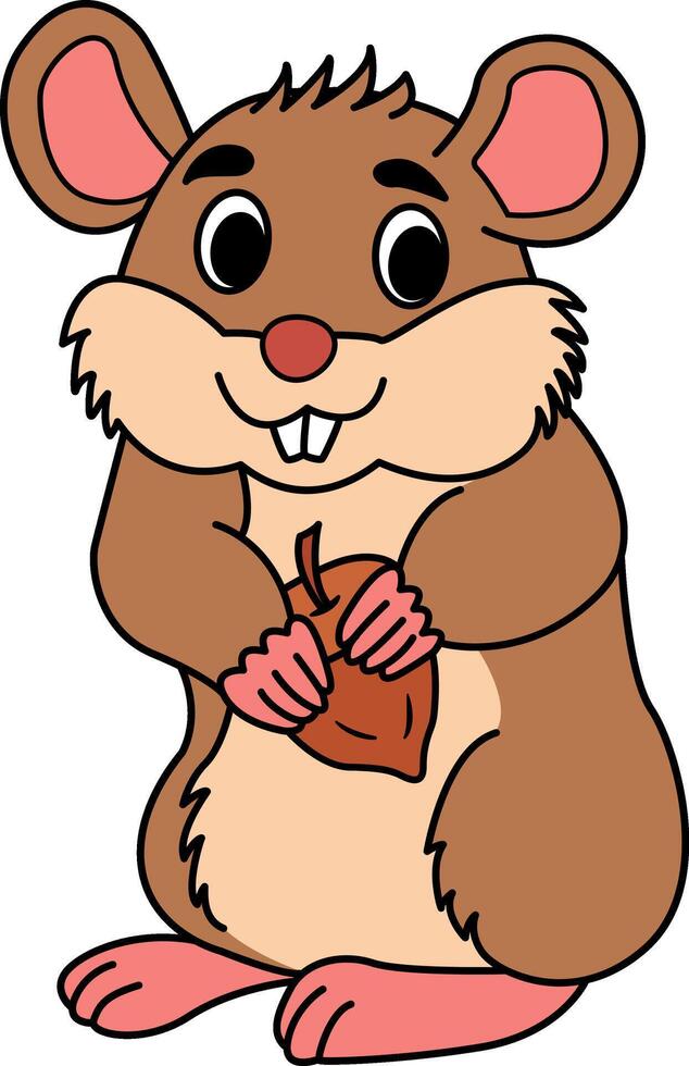 Cute cartoon hamster. Illustration of a Funny Hamster with Nut vector