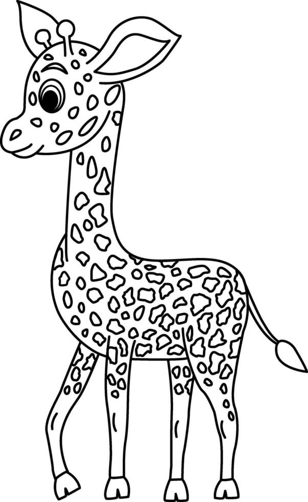 Cartoon cute baby giraffe for coloring book. Illustration of a little baby giraffe vector
