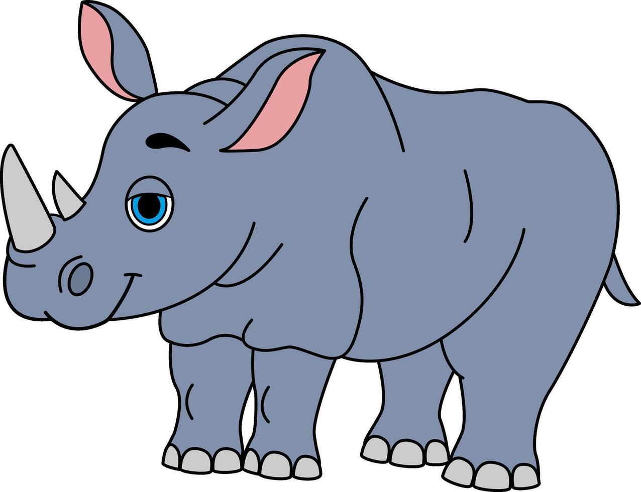Cartoon Cute Rhino. Illustration of a Funny Rhino on a White Background vector
