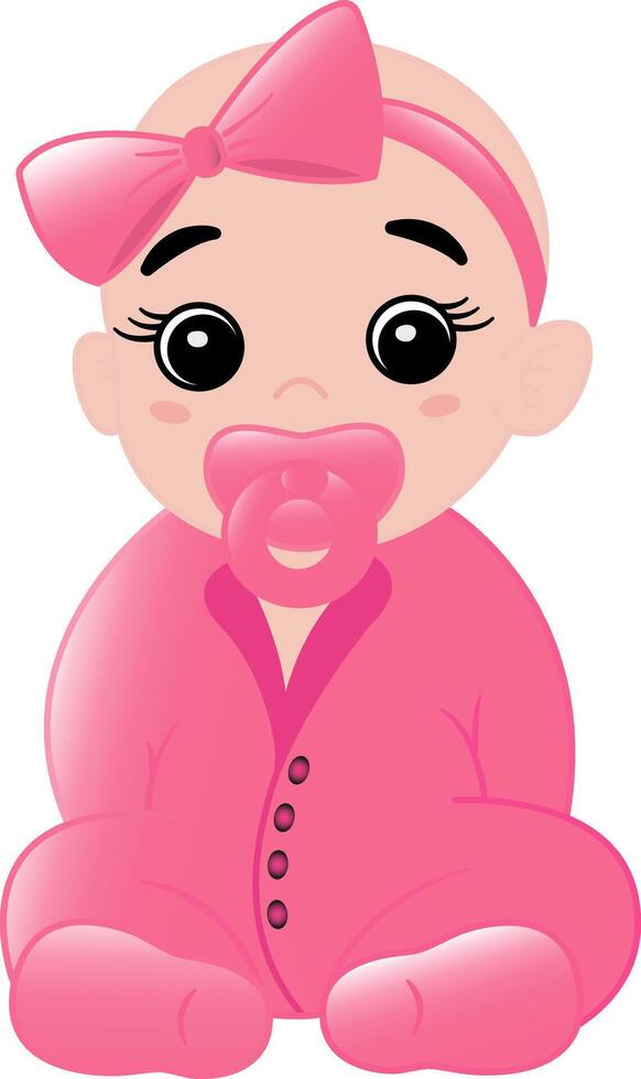 Little girl. Illustration of a Cute Cartoon Baby with a Pacifier vector