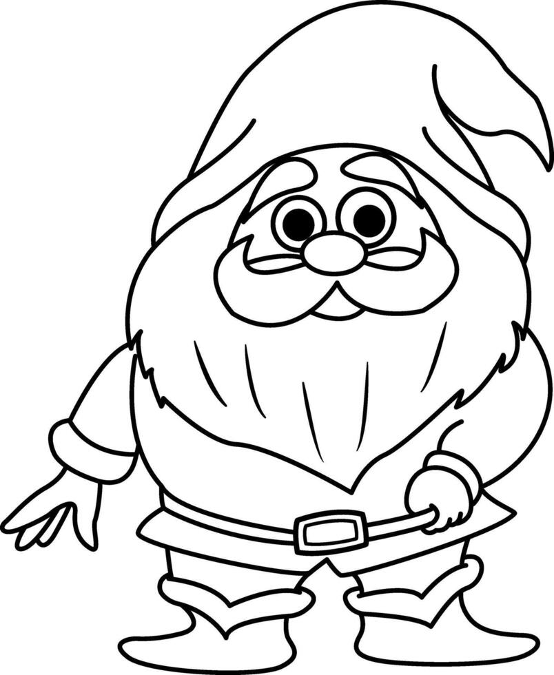 Funny Cartoon Dwarf with a Gray Beard for Coloring. Illustration Fairytale Cute Gnome vector