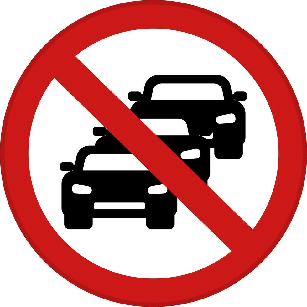 Red Sign No Traffic Jam. Warning Road Sign. Car Congestion on the Road. vector