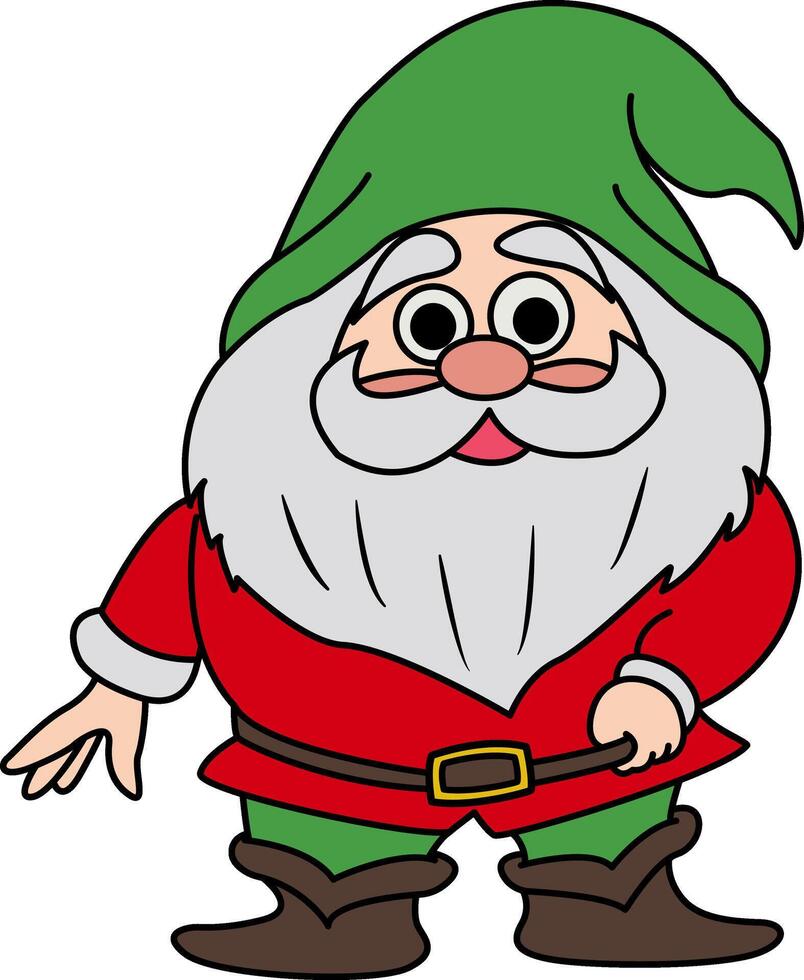 Funny Cartoon Dwarf with a Gray Beard. Illustration Fairytale Cute Gnome vector
