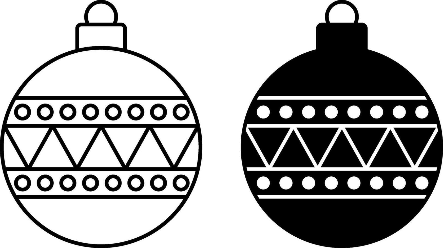 Icons Ornament. Black and White Icons. Beautiful Christmas Tree Toy, Decoration. Holiday and Christmas Concept vector