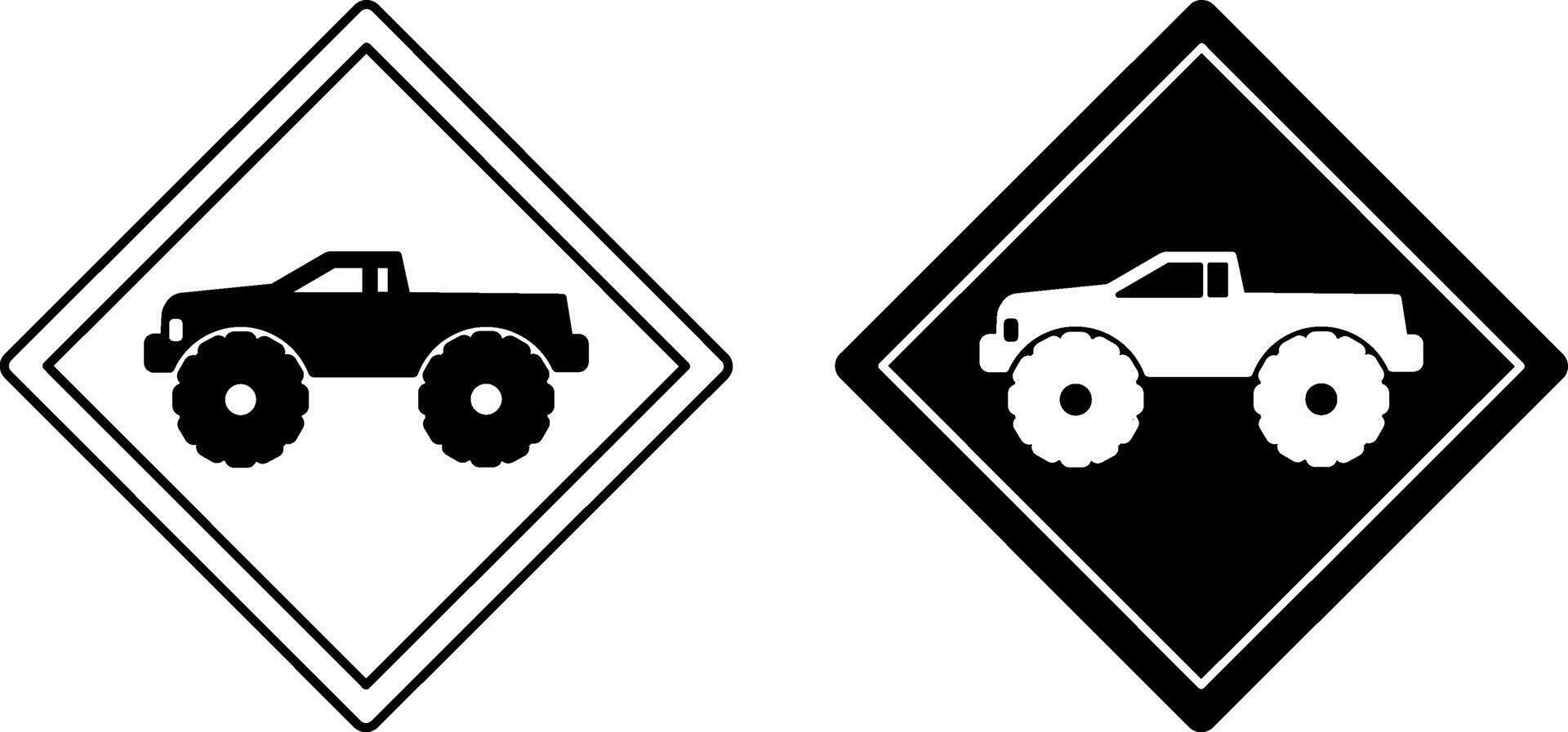 Signs Monster Truck Only. Warning Road Signs. Car, Vehicle. vector