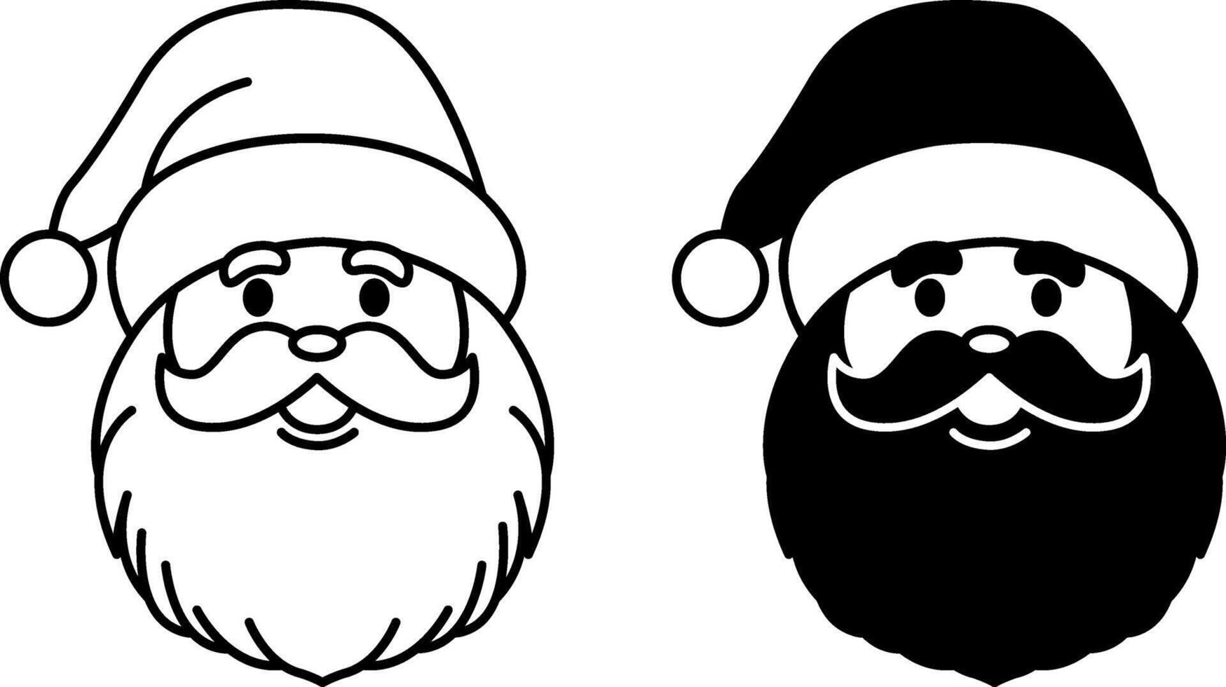 Christmas Santa Icons. Black and White Icons. Magic Character Giving Gifts to Children. Happy Grandfather. Holiday and Christmas Concept vector